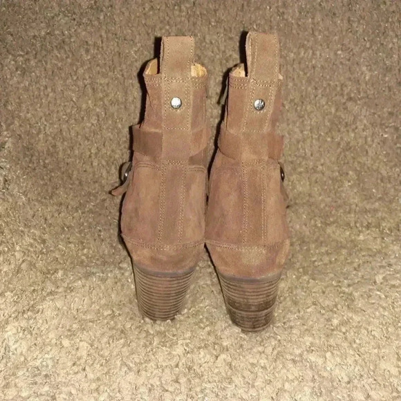 HUNTER-Refined Brown Suede-Side Zip Booties-Criss Cross Buckle-Sz 10-Excellent - Picture 5 of 6